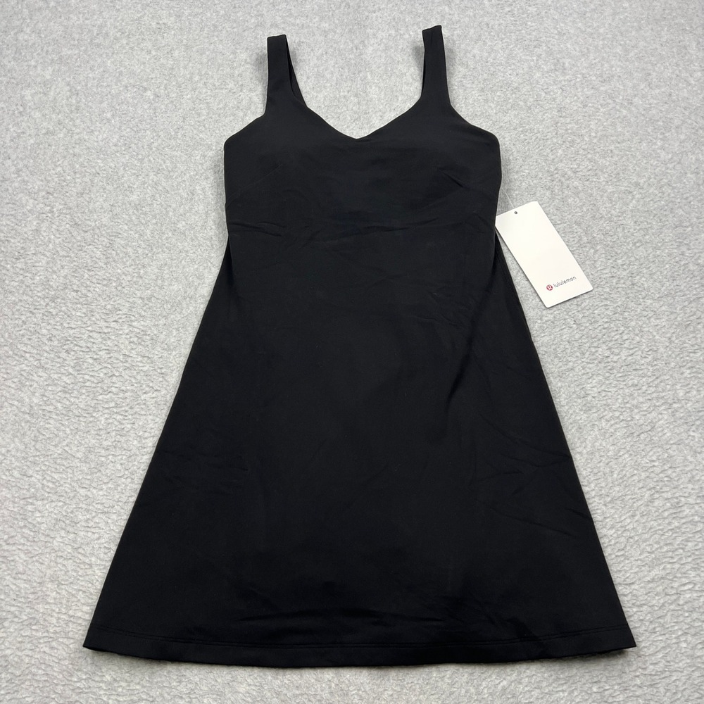 NEW Lululemon Align Dress Womens 6 Black Athletic Shelf‎ Bra Shorts Liner W1GD2S